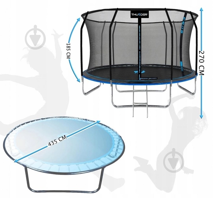 Батут с сеткой и лесенкой Thunder INSIDE-ELITE-14FT BLUE - фото 2