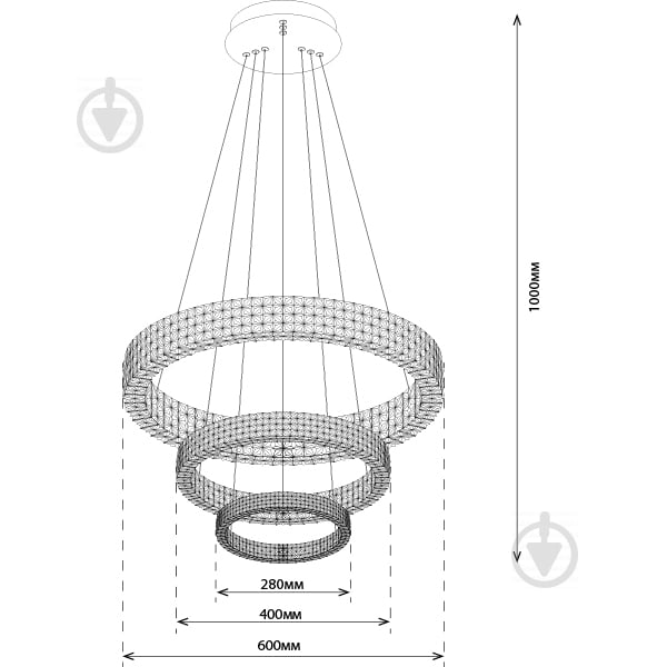 Люстра светодиодная Hopfen 140 Вт хром AKRILIKA 100R 140W - фото 3