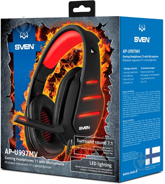 Гарнитура Sven AP-U997MV black/red (850223) - фото 4 Гарнитура Sven AP-U997MV black/red (850223) - фото 4