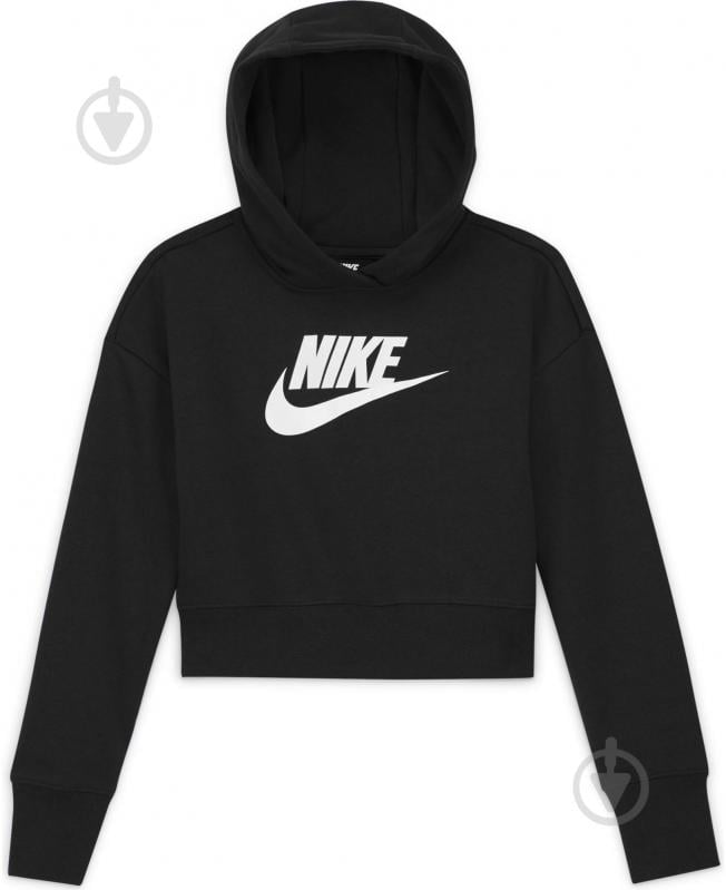 Джемпер Nike G NSW Club Ft Crop Hoodie DC7210-010 черный - фото 1