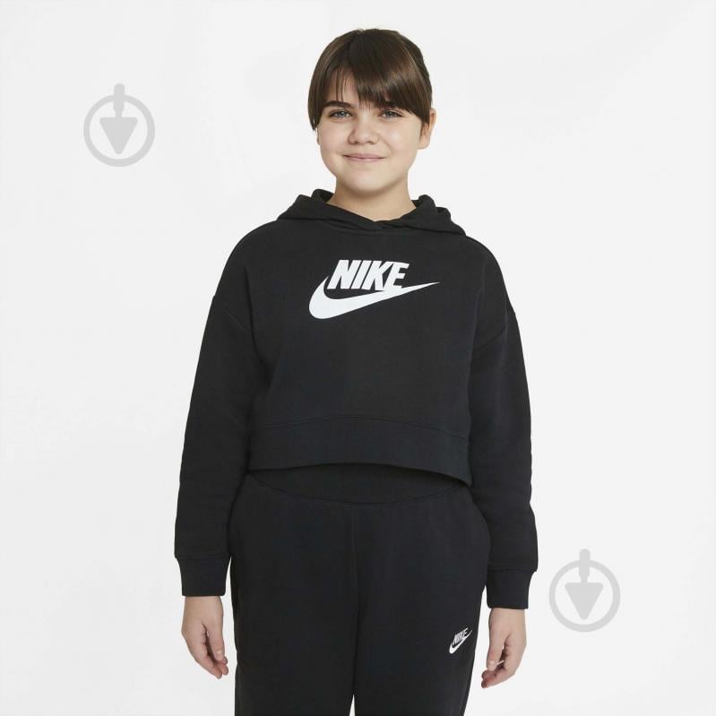 Джемпер Nike G NSW Club Ft Crop Hoodie DC7210-010 черный - фото 2