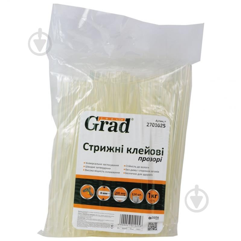 Стержни клеевые Grad прозрачные 200 мм 8 мм 114 шт. 2701025 - фото 1