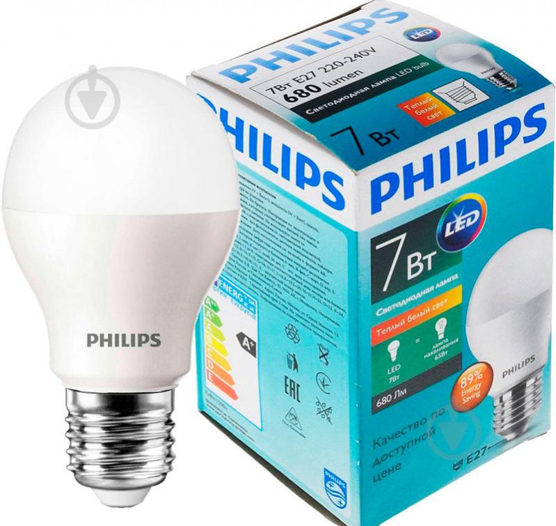 Лампа світлодіодна Philips ESS LEDBulb 7 Вт A60 матова E27 220 В 3000 К - фото 1