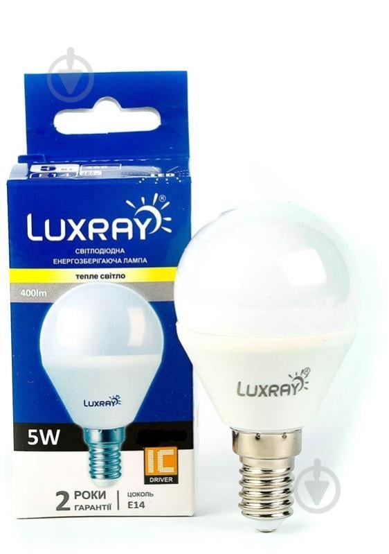 Лампа світлодіодна Luxray 5 Вт G45 матова E14 220 В 3000 К LX430-A45-1405 - фото 1 Лампа світлодіодна Luxray 5 Вт G45 матова E14 220 В 3000 К LX430-A45-1405 - фото 1