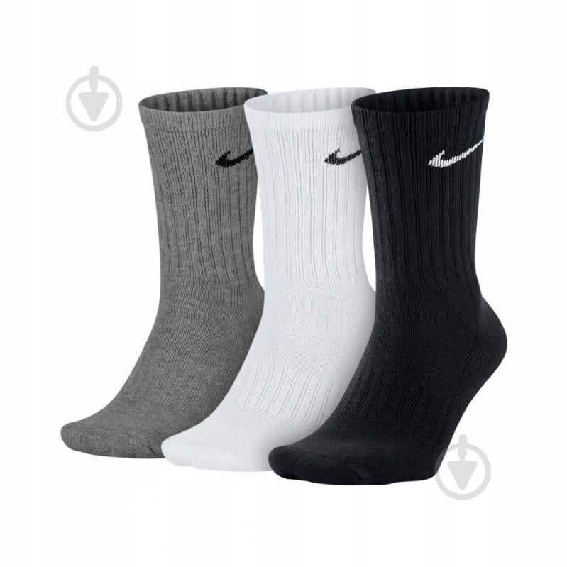 Носки Nike EVERYDAY CUSHIONED 3P SX7664-964 р.38-42 черно-серо-белый 3 пари шт. - фото 1