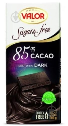 Чорний шоколад VALOR без цукру 85% - фото 1 Чорний шоколад VALOR без цукру 85% - фото 1