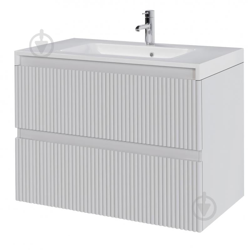 Тумба подвесная Aquarius Apollo белая с умывальником Lux 80 - фото 1