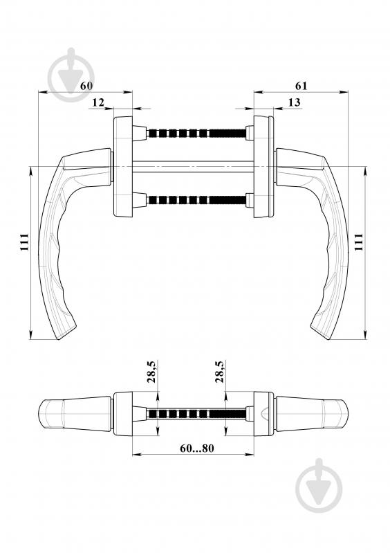 Ручка двусторонняя ASTEX Antey біла Ral 9016 BHS 4/3 - фото 5