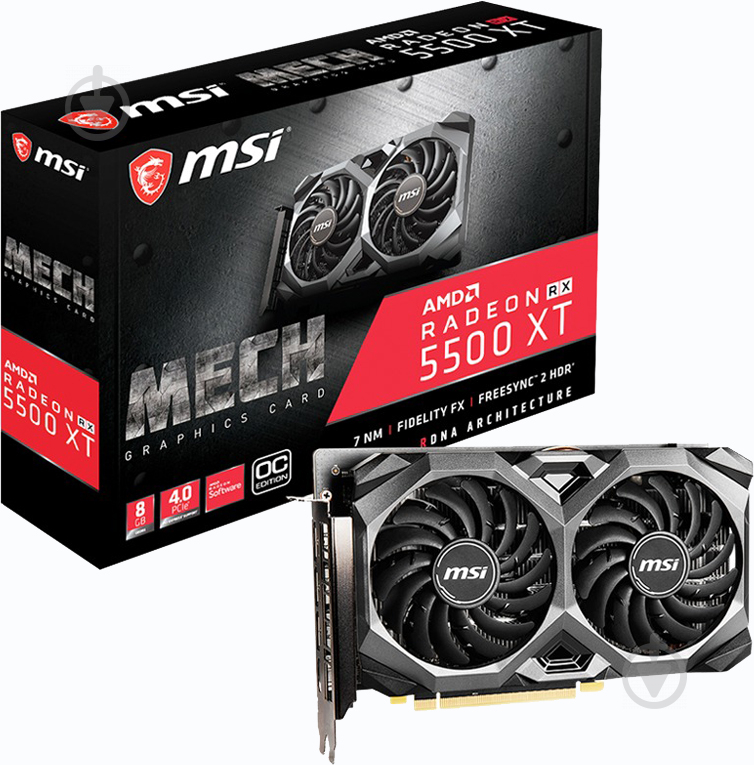 Видеокарта MSI Radeon RX 5500 XT 8GB GDDR6 128bit (RX5500_XT_MECH_8G_OC) - фото 5