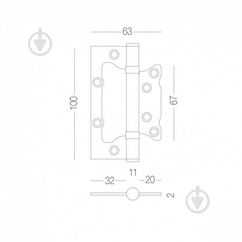 Петля Linde HB-100S SN d11 100x63 матовий нікель універсальна 1 шт. - фото 2 Петля Linde HB-100S SN d11 100x63 матовий нікель універсальна 1 шт. - фото 2
