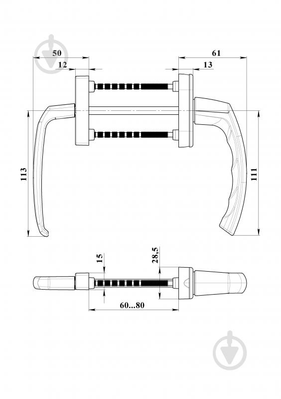 Ручка двусторонняя ASTEX Antey біла Ral 9016 BHS 1/3 - фото 5