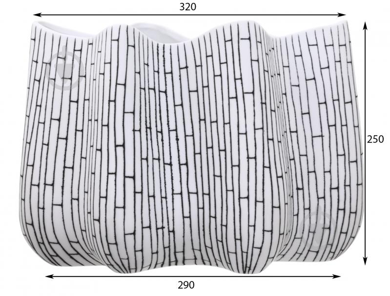 Ваза порцелянова Inari Tetras 23,5 см біла з чорним - фото 2