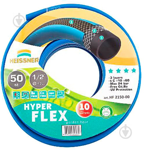 Шланг для поливу Heissner Hyper-Flex HF 2125-00 1/2" 25 м - фото 1