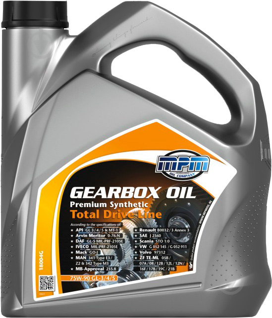 Мастило трансмісійне MPM Gearboxoil GL-3/4/5 Premium synthetic TDL 75W-90 4 л (18004G) - фото 1