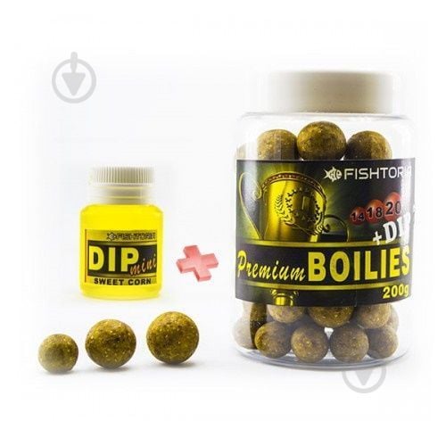 Бойлы Fishtoria насадочные Premium Boilies 14.18.20мм + DIP 20мл банан 200 г - фото 1