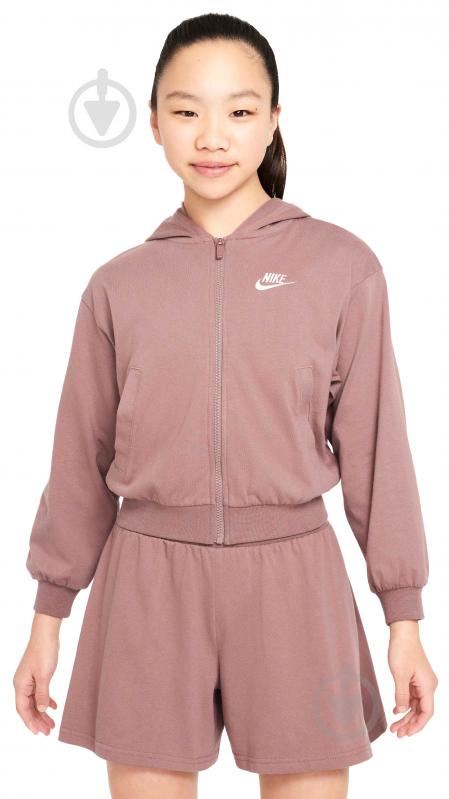 Джемпер Nike G NSW FZ HDY JSY LBR FN8595-208 р.XS бежевый - фото 1