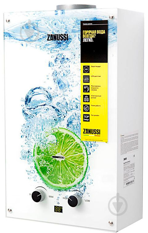 Газовая колонка Zanussi GWH 10 Fonte Glass Lime - фото 2