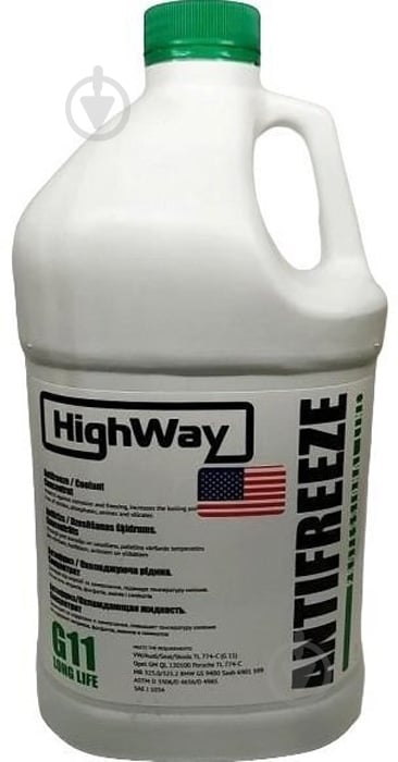 Антифриз HighWay Antifreeze G11 концентрат 3,78 л зелений - фото 1