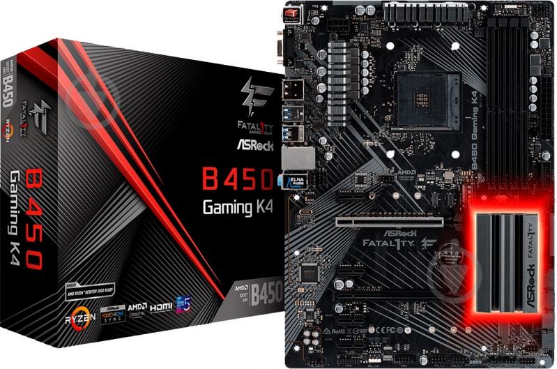 Материнська плата ASRock B450_GAMING_K4 (Socket AM4, AMD B450, ATX) - фото 1