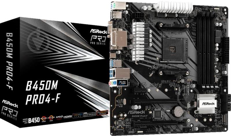 Материнська плата ASRock B450M PRO4 (Socket AM4, AMD B450, mirco ATX) - фото 4