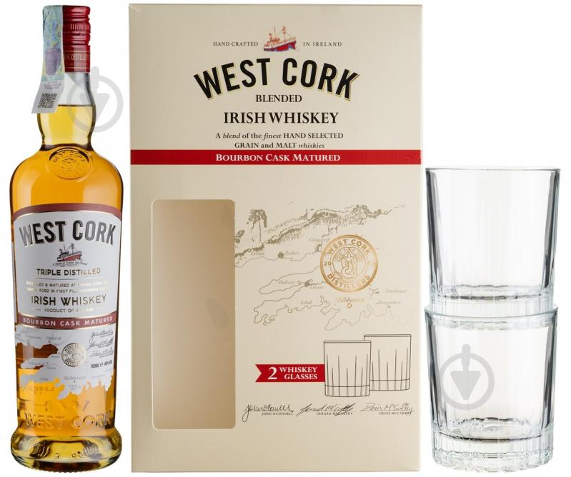 Виски West Cork Bourbon Cask +2 бокала 0,75 л - фото 1 Виски West Cork Bourbon Cask +2 бокала 0,75 л - фото 1