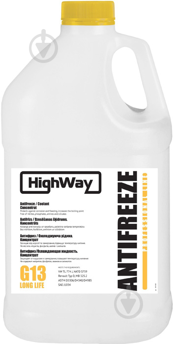 Антифриз HighWay Antifreeze G13 концентрат 3,78 л жовтий - фото 1