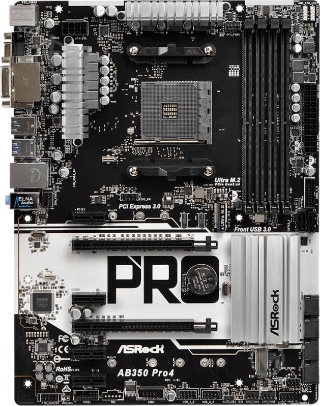 Материнська плата ASRock AB350 PRO4 (Socket AM4, AMD B350, ATX) - фото 2