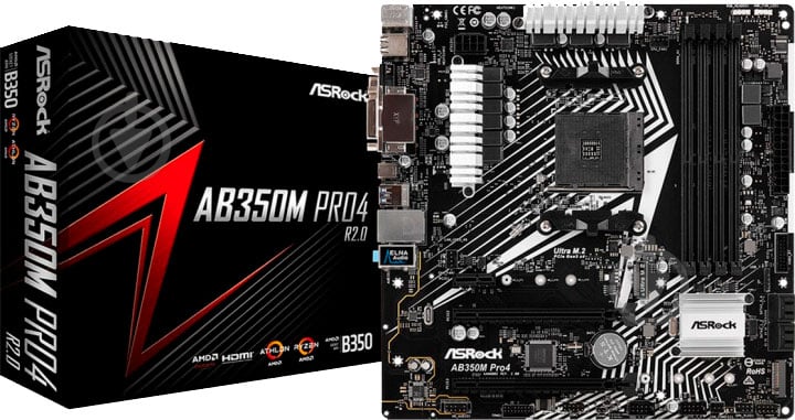 Материнська плата ASRock AB350M_PRO4_R2.0 (Socket AM4, AMD B350, mirco ATX) - фото 1