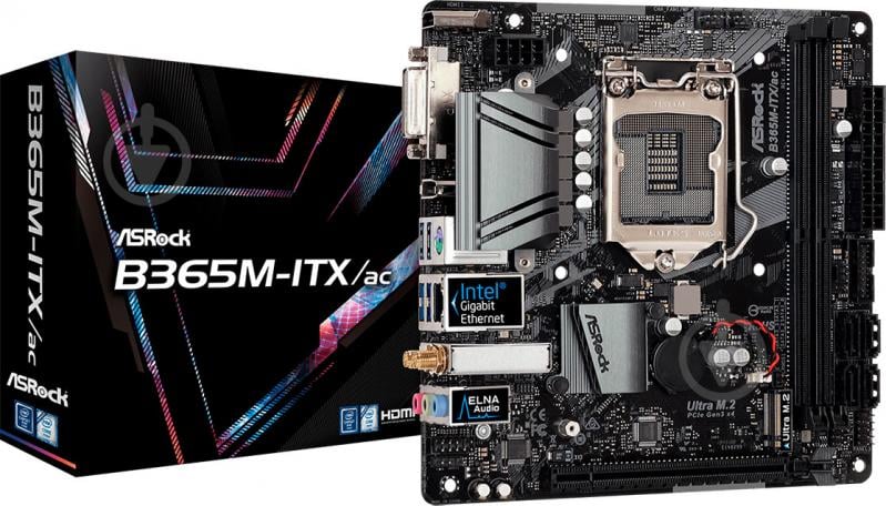 Материнская плата ASRock B365M-ITX/AC (Socket 1151, Intel B365, mirco ATX) - фото 1