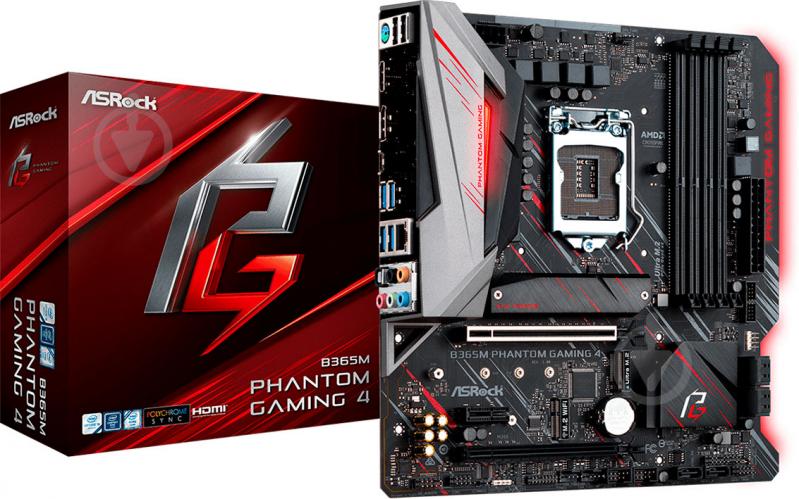 Материнська плата ASRock B365M_PHANTOM_GAMING_4 (Socket 1151, Intel B365, mirco ATX) - фото 1