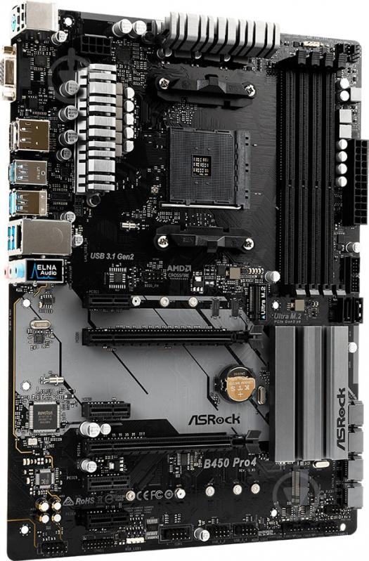 Материнська плата ASRock B450_PRO4 (Socket AM4, AMD B450, mirco ATX) - фото 4