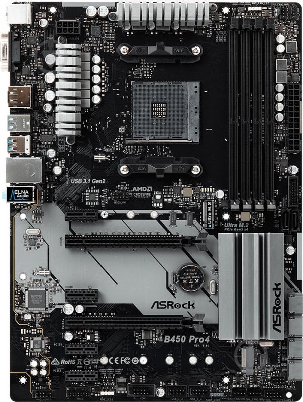 Материнська плата ASRock B450_PRO4 (Socket AM4, AMD B450, mirco ATX) - фото 2