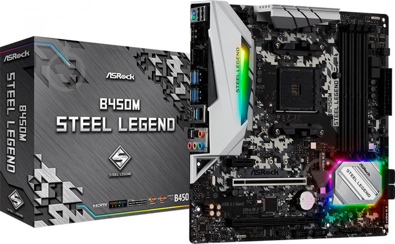 Материнська плата ASRock B450M_STEEL_LEGEND (Socket AM4, AMD B450, mirco ATX) - фото 1