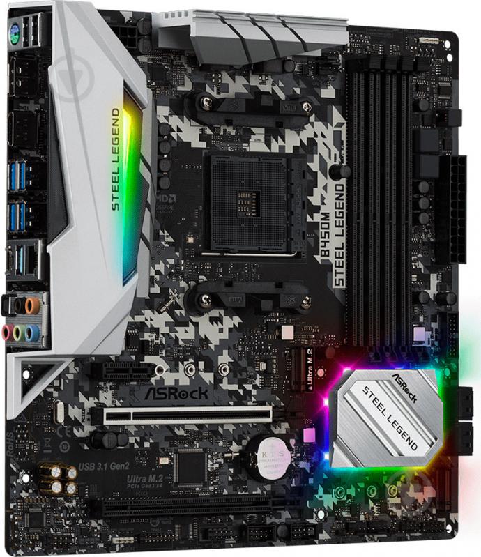 Материнська плата ASRock B450M_STEEL_LEGEND (Socket AM4, AMD B450, mirco ATX) - фото 4