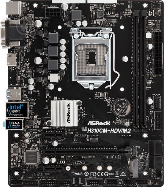 Материнська плата ASRock H310CM-HDV/M.2 (Socket 1151, Intel H310, mirco ATX) - фото 2