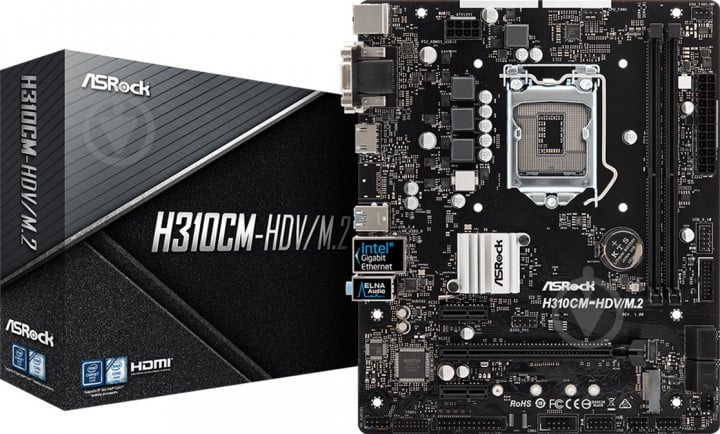 Материнська плата ASRock H310CM-HDV/M.2 (Socket 1151, Intel H310, mirco ATX) - фото 1