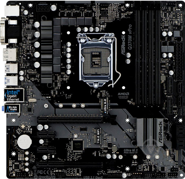 Материнская плата ASRock Q370M_VPRO (Socket 1151, Intel Q370, mirco ATX) - фото 1