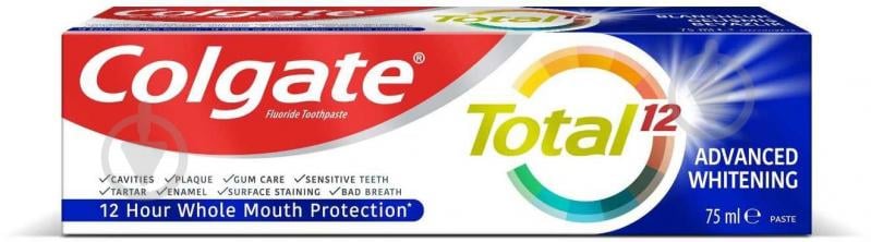 Зубная паста Colgate Total Комплексное Отбеливание многофункциональная антибактериальная 75 мл - фото 1