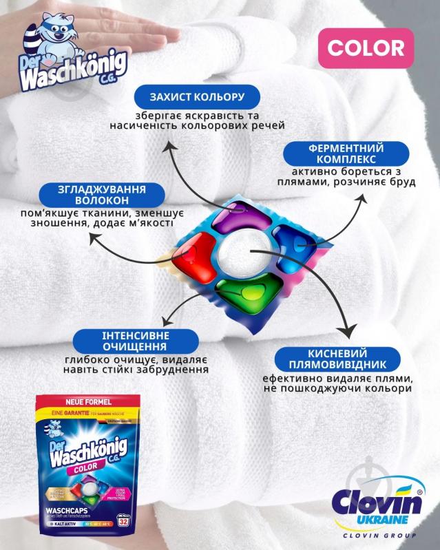 Капсулы для машинной стирки WASCHKONIG Color 32 шт. - фото 2 Капсулы для машинной стирки WASCHKONIG Color 32 шт. - фото 2
