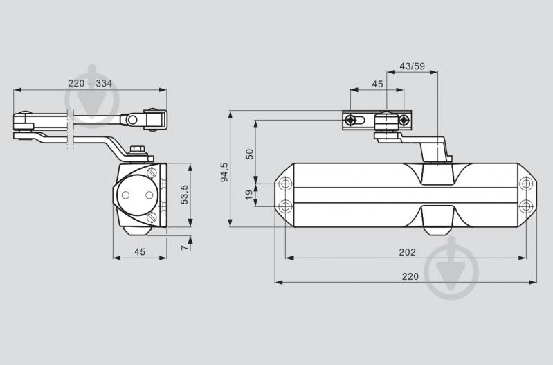 Доводчик дверний Dorma TS 68 EN2/3/4 білий 80 кг - фото 2