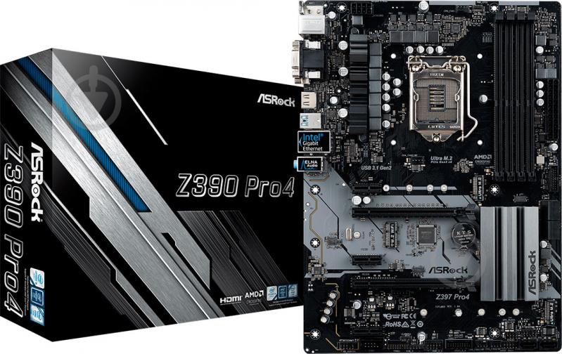 Материнська плата ASRock Z390 PRO4 (Socket 1151, Intel Z390, ATX) - фото 1