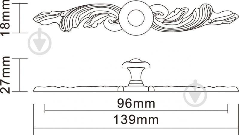 Меблева ручка накладна DC K-110 G4 96 мм стара бронза - фото 4