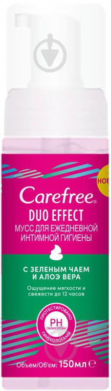 Мусс для интимной гигиены Carefree Duo Effect с зеленым чаем и алоэ вера 150 мл - фото 1