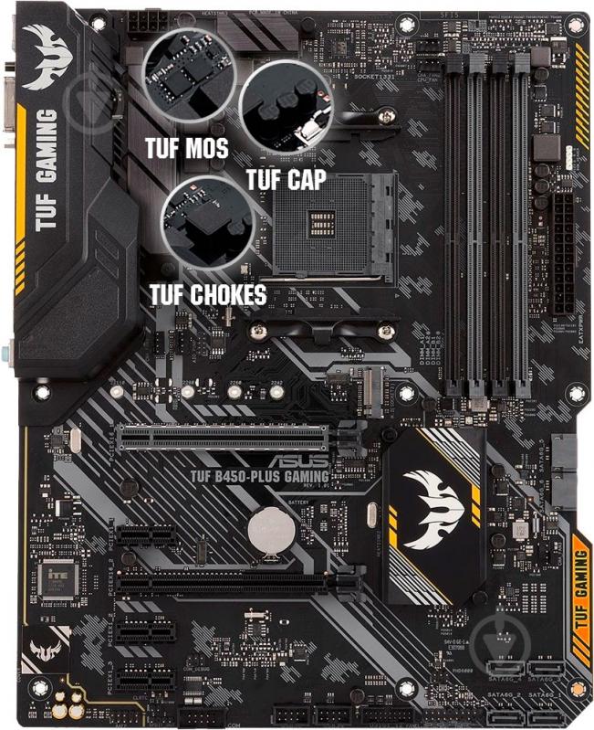 Материнская плата Asus TUF B450-PLUS GAMING (Socket AM4, AMD B450, mini ATX) - фото 6