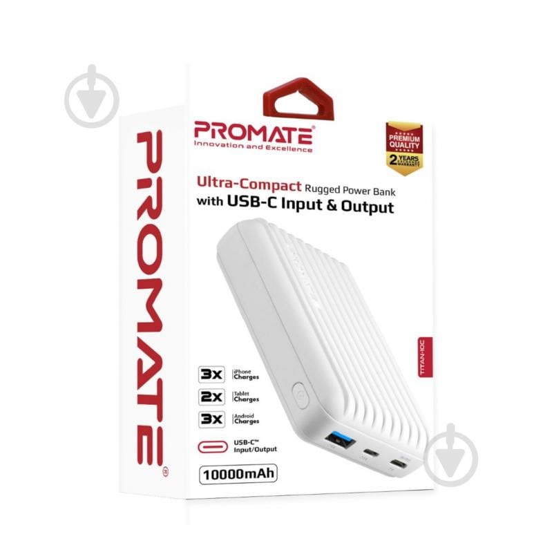 Повербанк Promate 10000 mAh (titan-10c.white) - фото 7