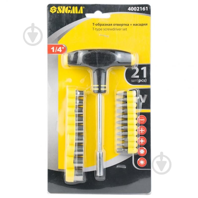 Отвертка Sigma с Т-образной ручкой и насадками 21 шт CrV 4002161 - фото 8