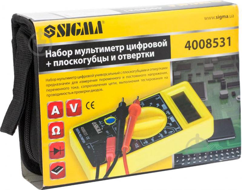 Набор ручного инструмента Sigma мультиметр цифровой + плоскогубцы и отвертки 5 шт. 4008531 - фото 3