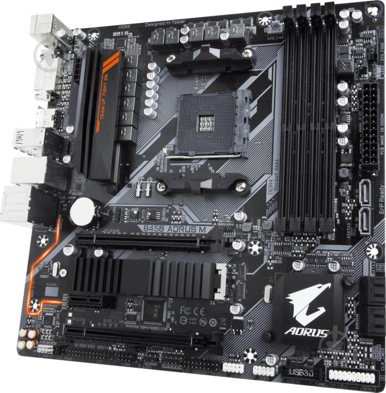 Материнська плата Gigabyte B450 AORUS M (Socket AM4, AMD B450, ATX) - фото 3