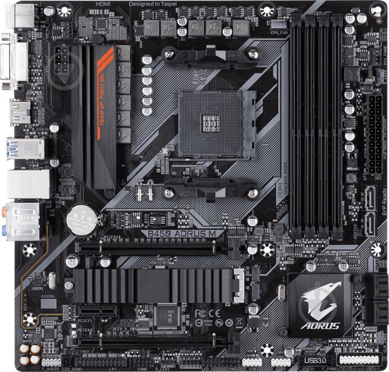 Материнська плата Gigabyte B450 AORUS M (Socket AM4, AMD B450, ATX) - фото 2