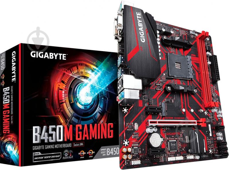 Материнская плата Gigabyte B450M GAMING (Socket AM4, AMD B450, mirco ATX) - фото 1 Материнская плата Gigabyte B450M GAMING (Socket AM4, AMD B450, mirco ATX) - фото 1